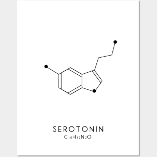 Serotonin Molecular Structure - White Posters and Art